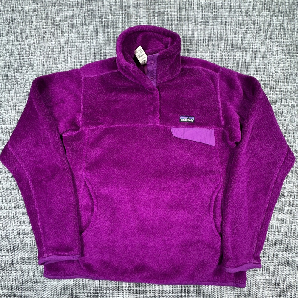 Patagonia Womens Small Re-Tool Snap-T Purple Fleece Pullover Polartec Pockets